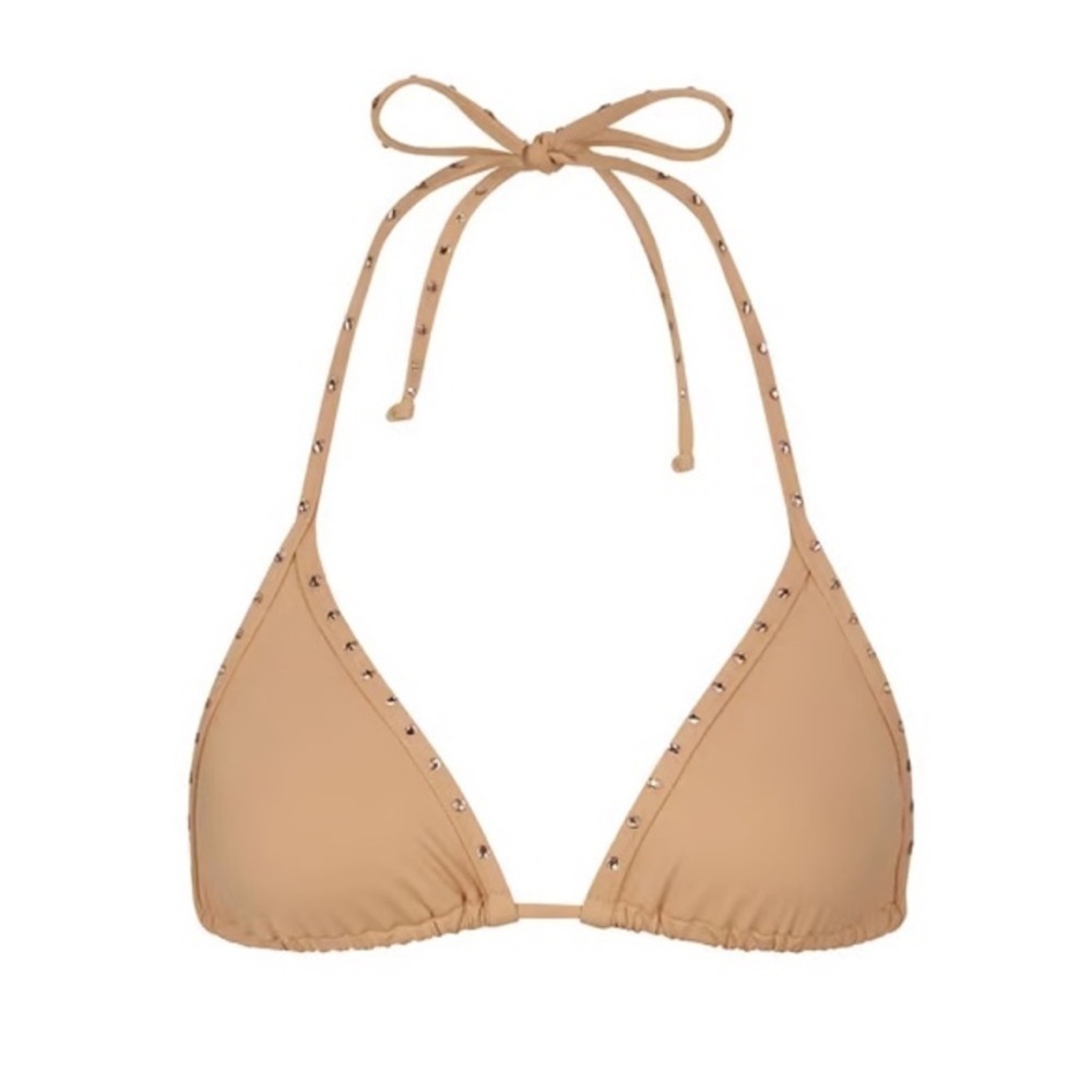 SKIMS Rhinestone Swim Triangle Bikini Top in Ochre Size XXS SKU:71R